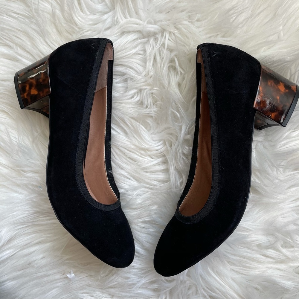 Vionic natalie tortoise suede pumps block heel